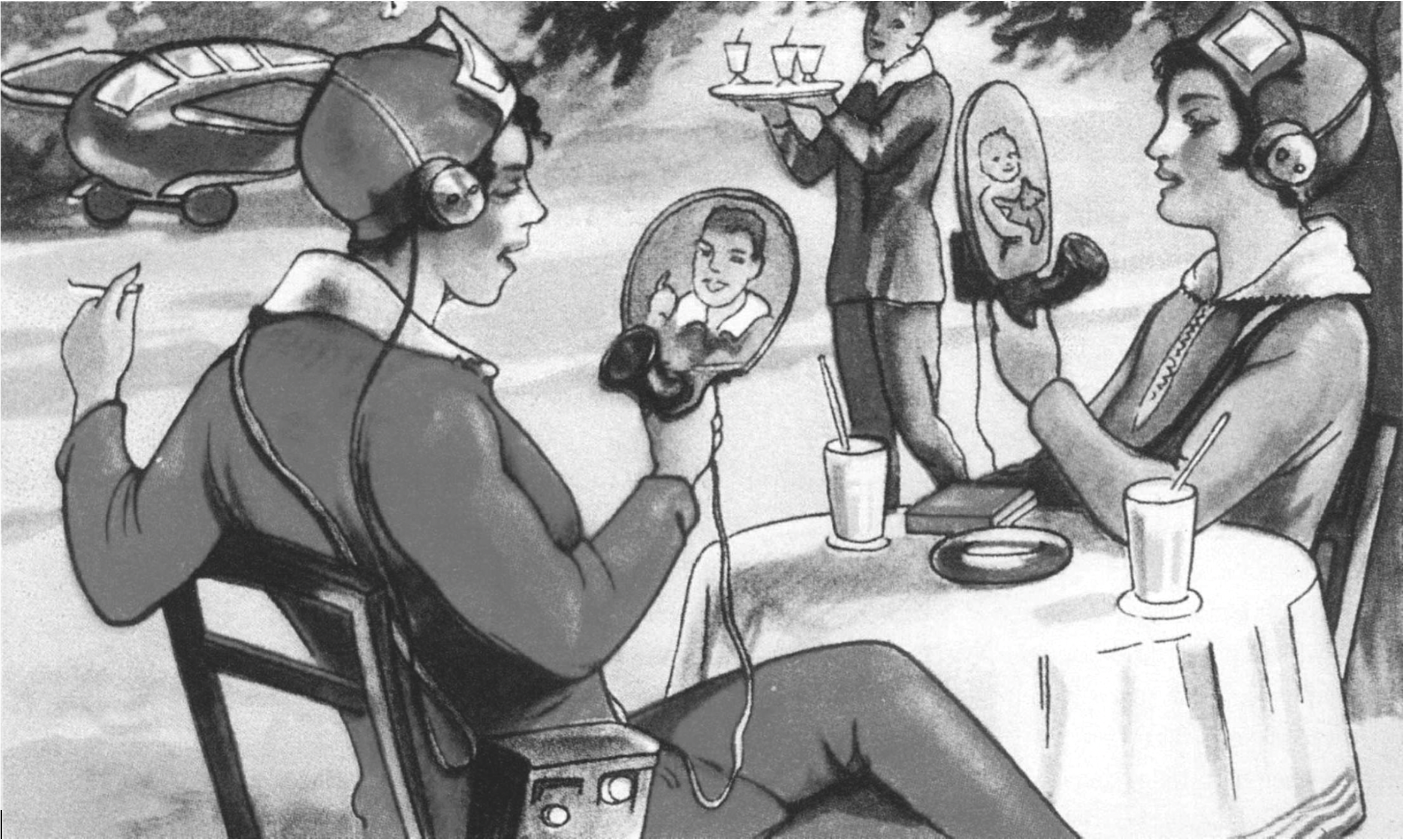 :img Two women using video phones,100%