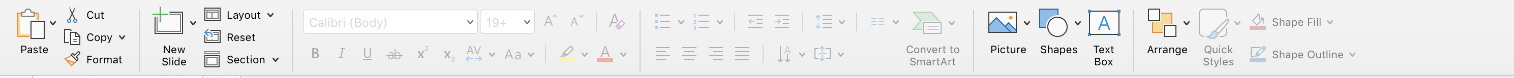 :img Screenshot of the powerpoint toolbar with grouped things,100%, width
