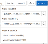 Screenshot of SSH clone URL in GitLab