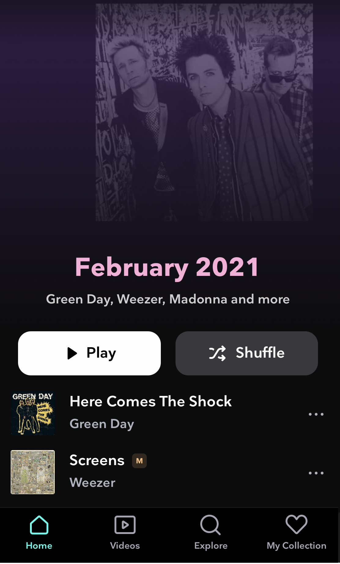 A screenshot of the Tidal app with a February Playlist playing My Power