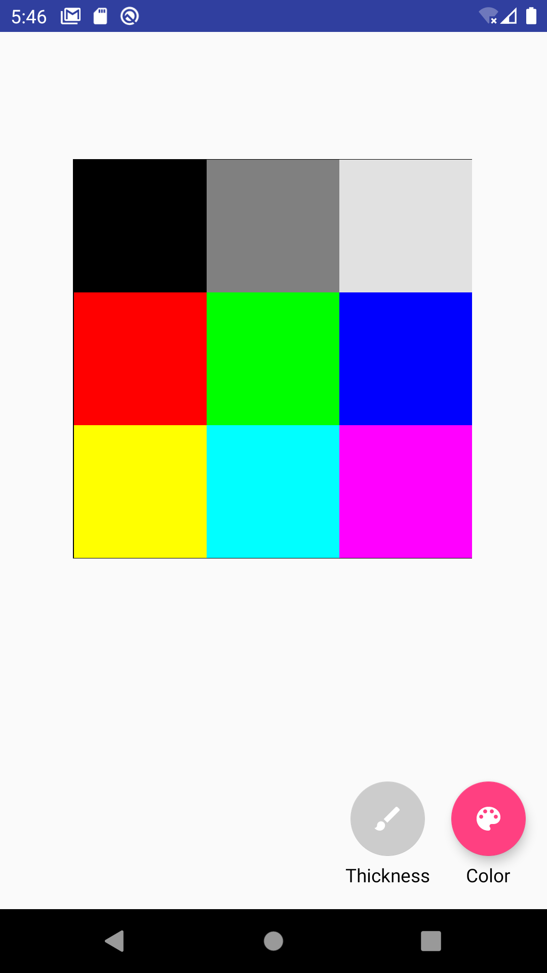 The SquareColorPickerView a 3 by 3 grid of colors