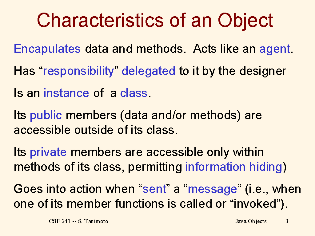 Characteristics of an Object