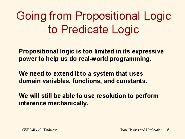 Going From Propositional Logic To Predicate Logic