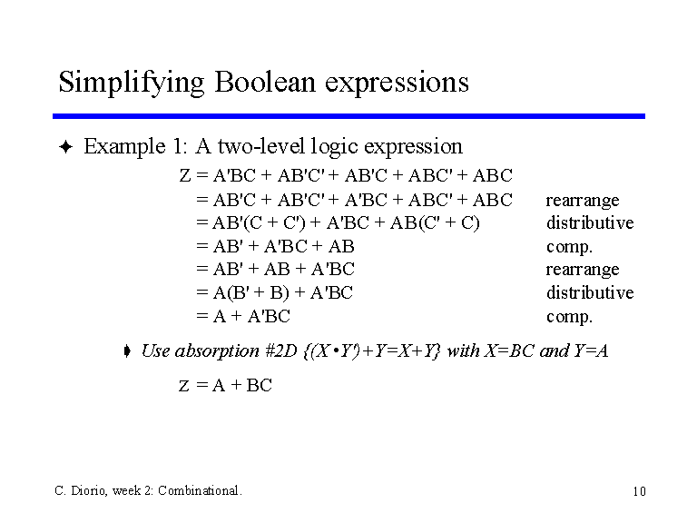 Simplifying Boolean expressions