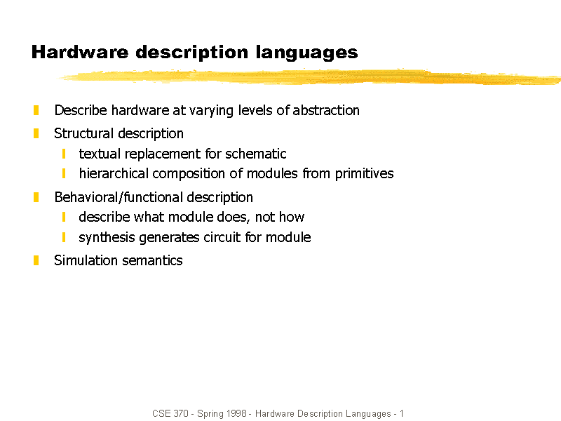 Hardware Description Languages