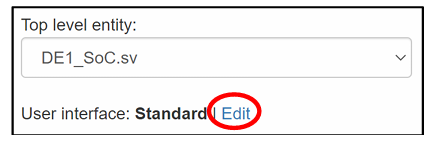 The user interface heading of the SV IDE with the edit hyperlink circled