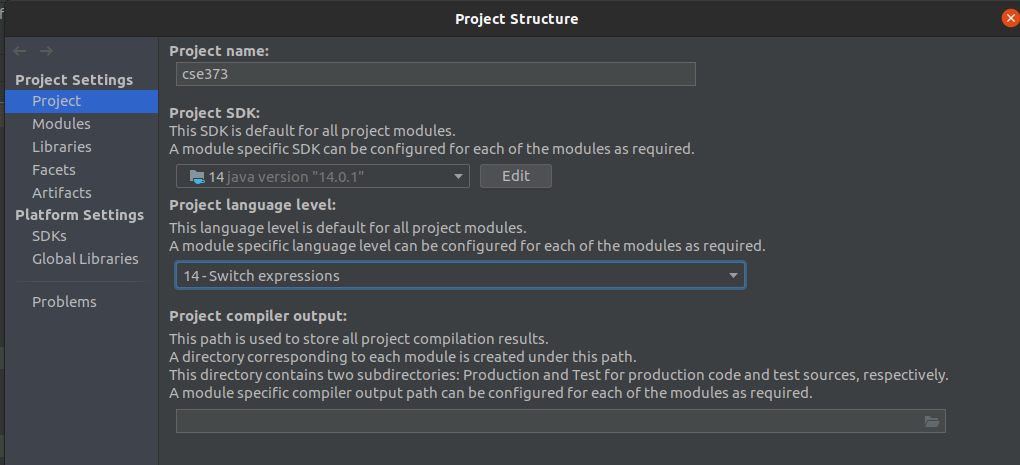 IntelliJ Project Structure screen