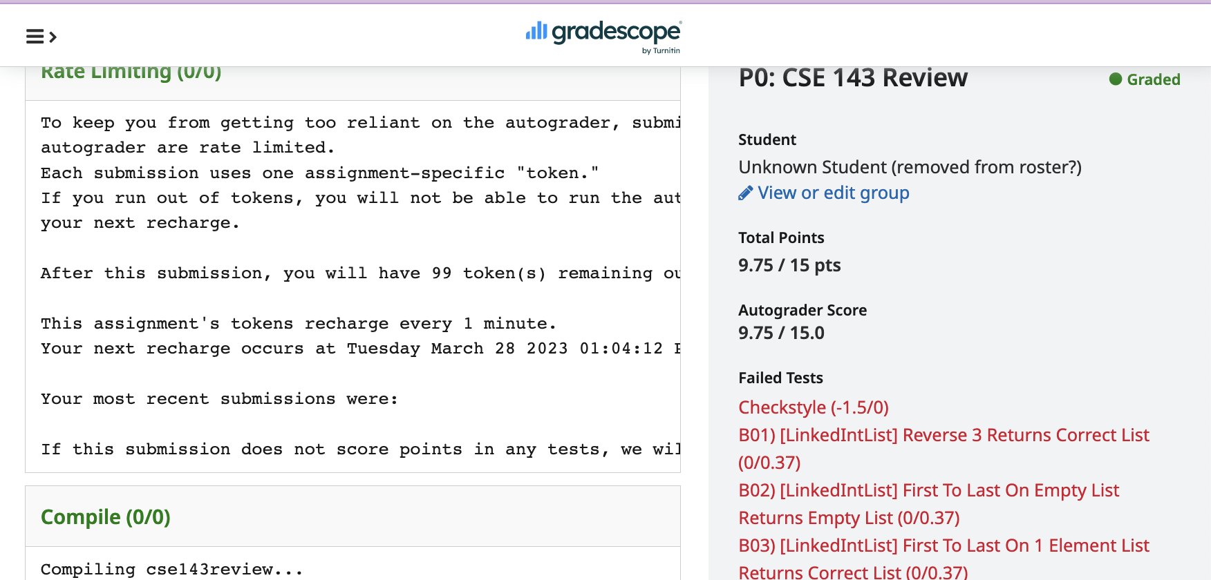 Gradescope Result Example