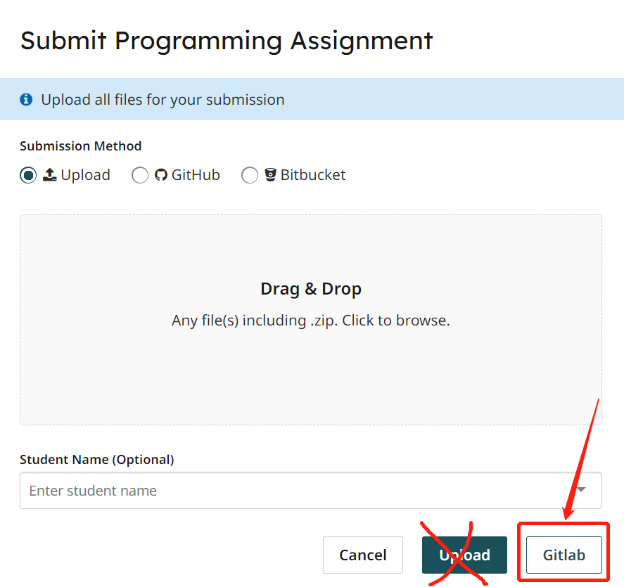 submit through GitLab