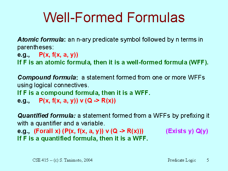 Well Formed Formula Examples