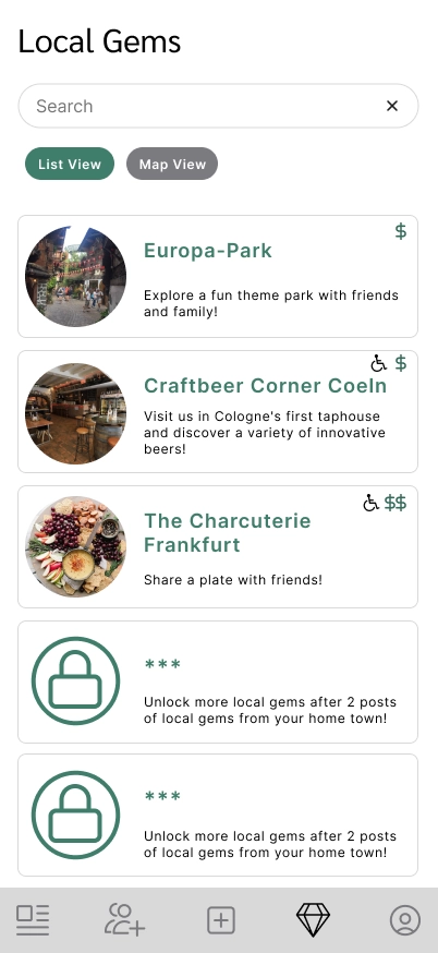 List view of local gems