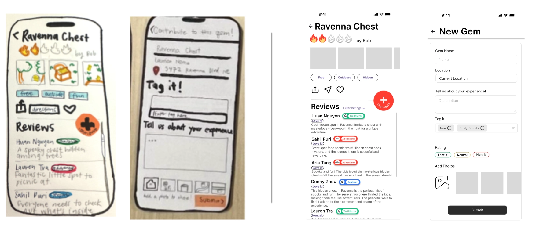 A before and after image of implementing the rating system into our application.