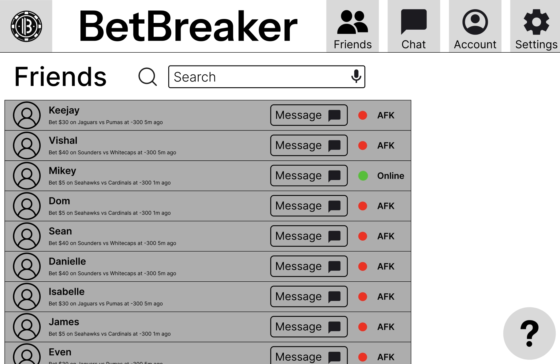 An interface where users can request approval on bets, either anonymously or directly, with options for voting.