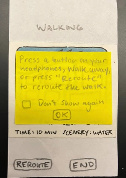 Image of "walking" screen with a tutorial.