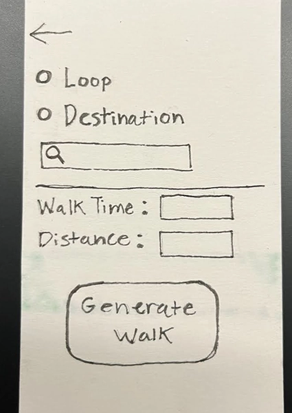 Image of "generate walk" screen.