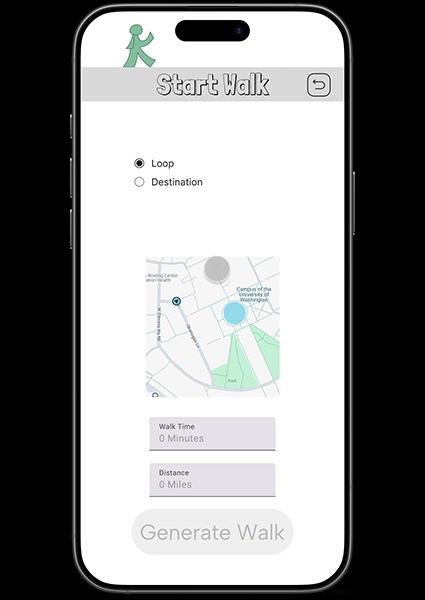 Image of "generate walk" screen with button disbled.