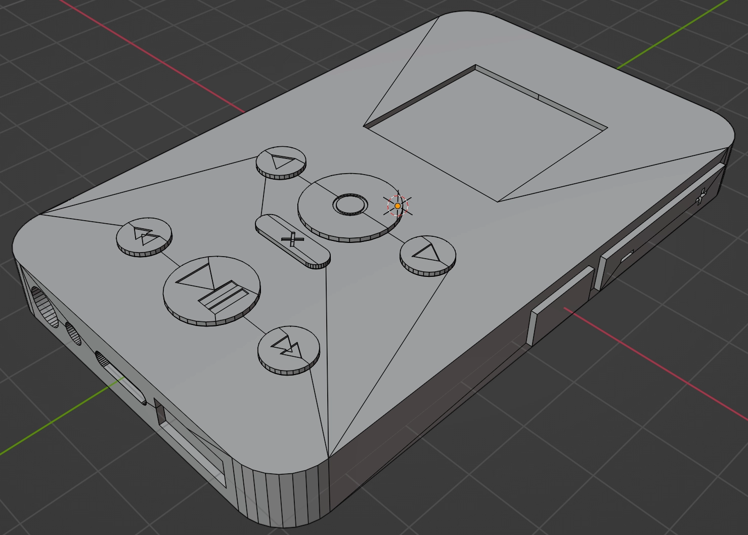 a blender model of a rectangular device with buttons and a screen
