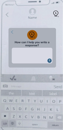 MindMii's AI assistive reply feature asks the user how they can help reply to the message.