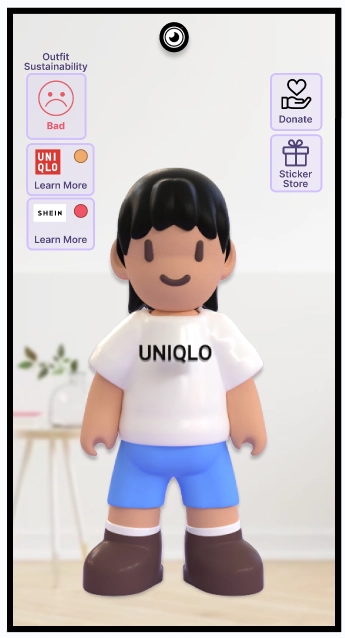 An individual wearing a UNIQLO shirt and SHEIN pants standing in front of a mirror.