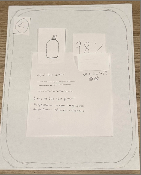 Original paper prototype product screen.