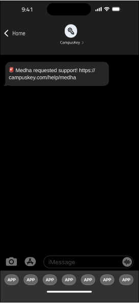 Image of text message to trusted friend that the user needs support.