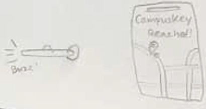 Before image where user's keychain buzzes and mobile phone screen of friend that shows user's location.