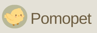 A yellow chick with the project name pomopet to its right