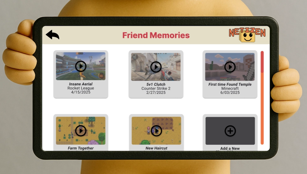 Netizen screen showing all the memories made with an online friend.