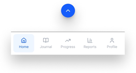 A small blue arrow at the bottom of the screen indicating the navigation bar can slide up.