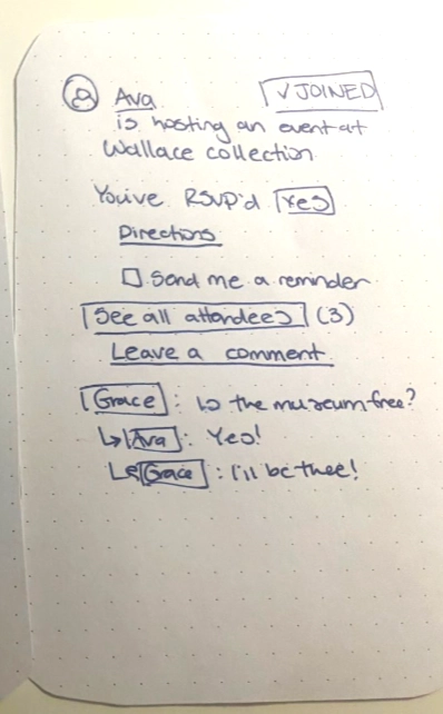 The RSVP page for events