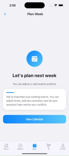 Updated planning screen with clearer headings and distinct visual structure.