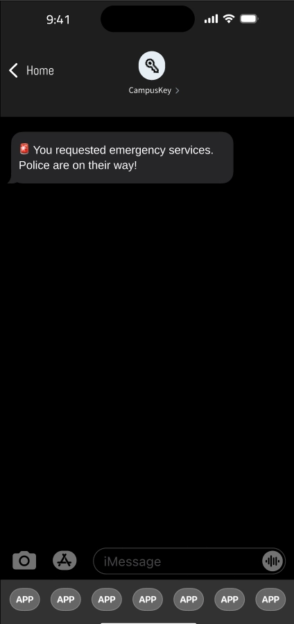 Text messages to the user indicating that emergency services are on their way.