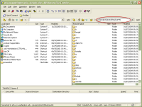 Screenshot of SFTP program with the destination directory set to /projects/instr/09wi/cse441/