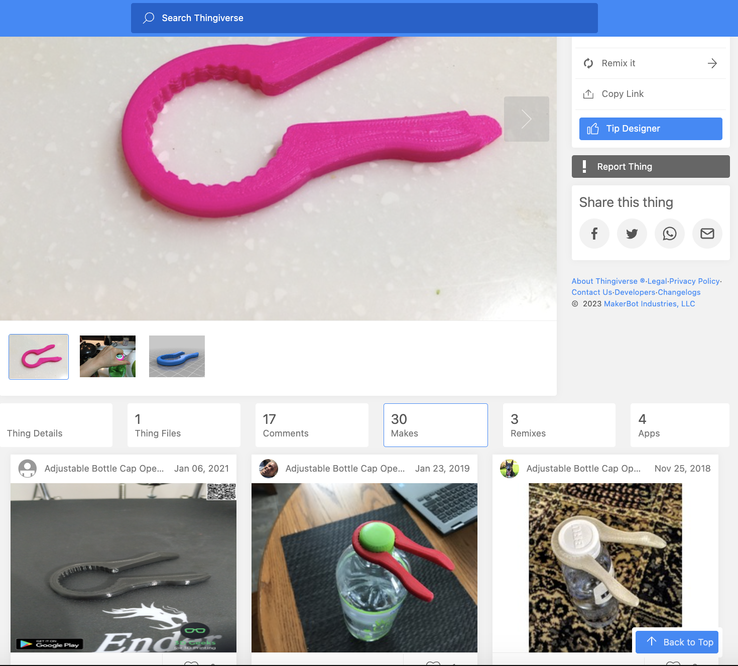 :img A keyhole-shaped object with a semicircle of teeth at top that can grasp a bottle lid and handles that can be pressed together to apply leverage to the teeth and turn, 40%, width