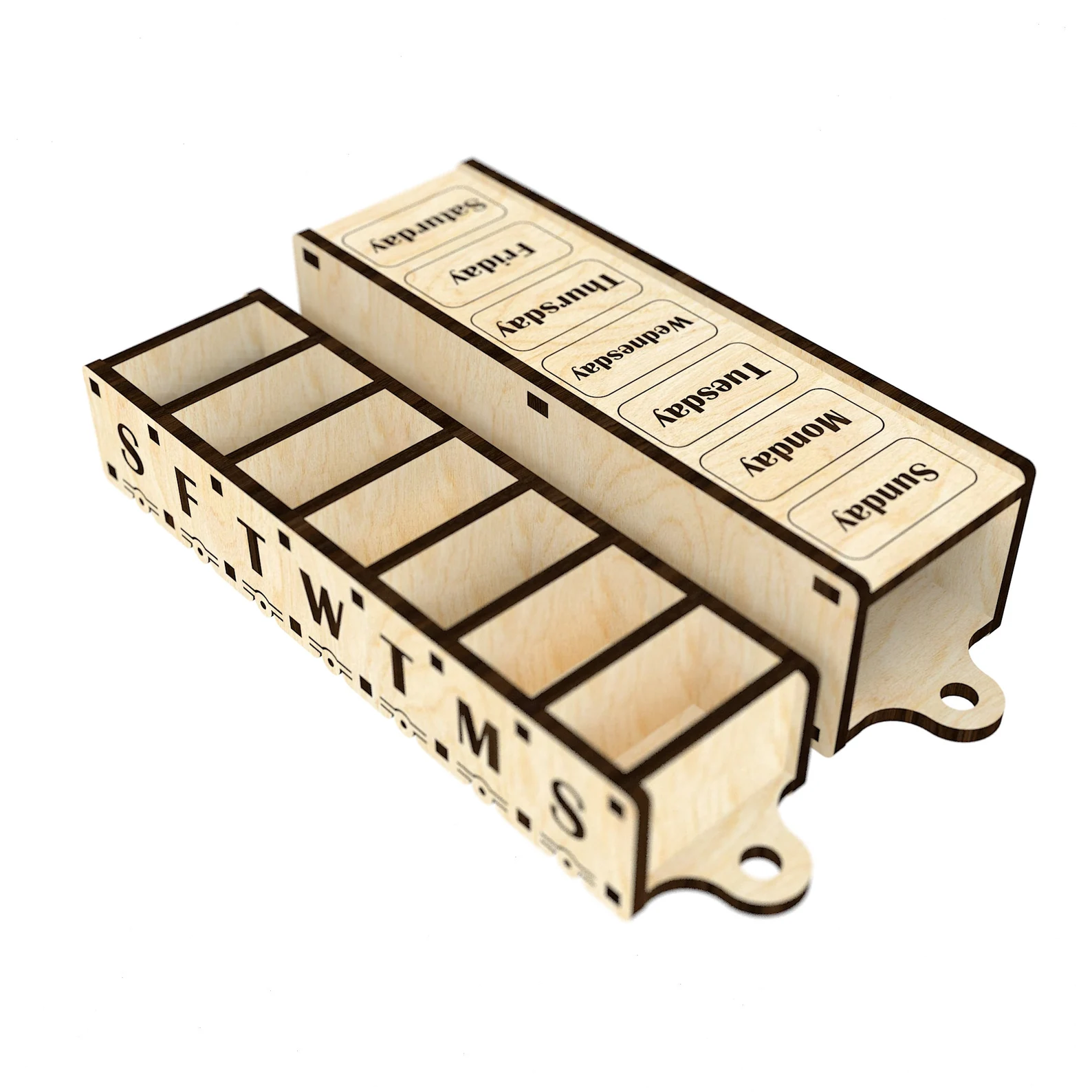 :img A box with weekday labels broken into sections for each day that can hold pills, 80%, width