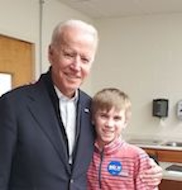 President Biden hugging Brayden Harrington-the 13 year old boy with whom he bonded over stuttering