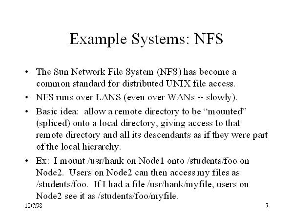 Example Systems NFS