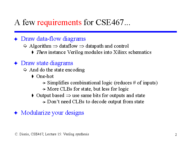 A Few Requirements For CSE467 