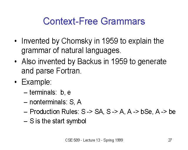 context free grammars same as generative grammar