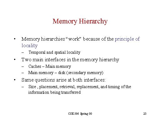 Memory Hierarchy